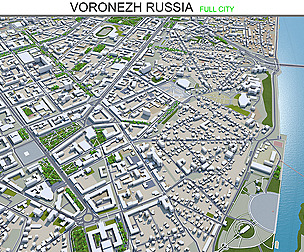 Voronezh city Russia 3d model 60km