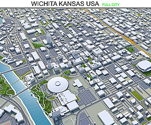 Wichita city Kansas USA 3d model 70km