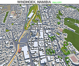 Windhoek city Namibia 3d model 40km