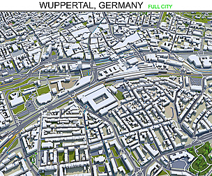 Wuppertal city Germany 3d model 40km