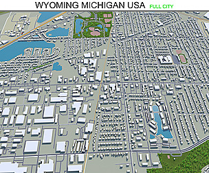 Wyoming city Michigan USA 3d model 30km