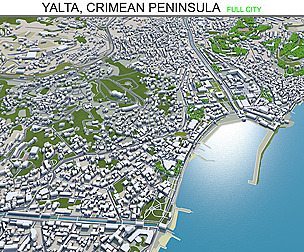 Yalta city Crimean Peninsula 3d model 30km