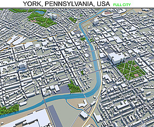 York city Pennsylvania USA 3d model 30km
