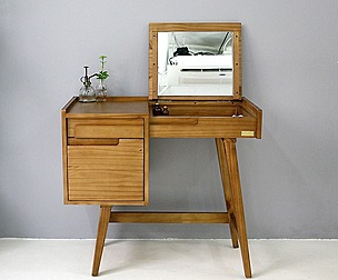 Scandinavian wood storage mirror dressing table
