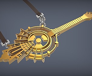 Golden Guitar Bass Music band player Guitarist