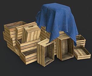 Wooden Crates Set