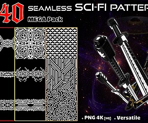 340 Alpha Seamless Sci-Fi Patterns – Vol 17