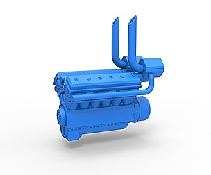 Turbo engine V12 for pulling tractor 1:25