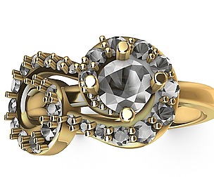 MIRRORED SPIRAL DIAMOND RING STL VERIFIED