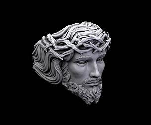 Ring with Jesus 3D print jewelry model.