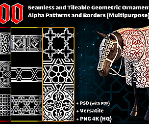 600 Seamless Geometric Patterns,Borders,Alphas-V3
