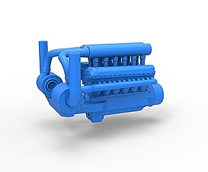 Turbo engine V12 for pulling tractor 1:25