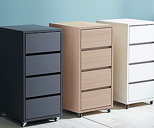 Iron movable 4-tier chest of drawers