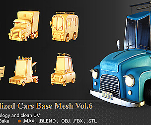 20 Stylized Cars Base Mesh Vol.6