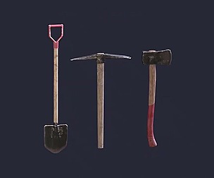 Pick and shovel and axe