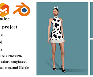 cow cosplay dress with head band