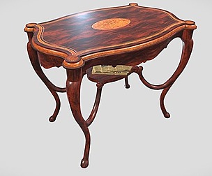 Victorian living room table with newspapers