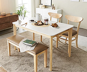 Marang rubber wood solid white dining table
