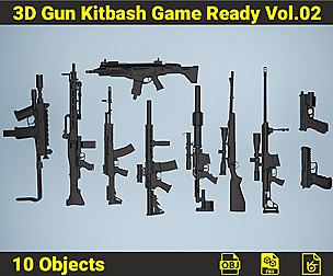 3D Gun Kitbash Game Ready vol 02