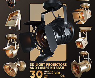 30 3D Light projectors and lamps kitbash