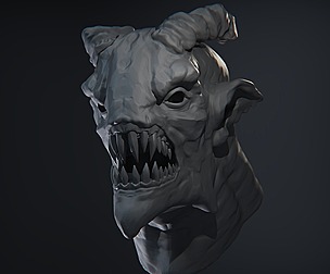 Demon head sculpt 09