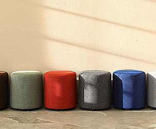 Pom Pom Fabric Round Stool