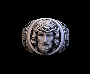Finger Ring with Jesus 3D print jewelry model