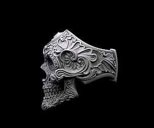 RIng Skull in Modern Style 3D print jewelry model
