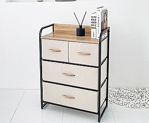 Urban fabric storage chest of drawers wide 3 tiers