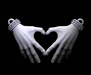 Pendant Hands together 3D print jewelry model