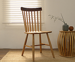 Ethnic Oak Walnut Solid Wood Chair
