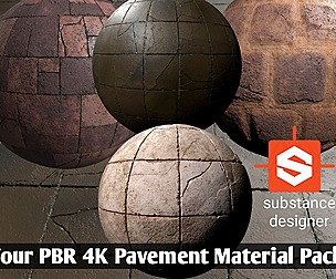 Set of Four Seamless 4k Pavement Material Pack