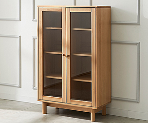Beaches solid wood glass cabinet