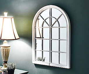 Antique interior arched window wall mirror