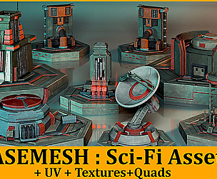 BaseMesh: 50 Sci-fi ASSETS Vol 3 ( Textures + UV )