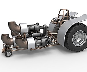 Pulling tractor with 4 jet engines V2 Scale 1:25
