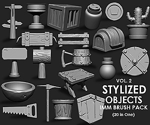 Stylized Objects IMM Brush Pack (20 in One) Vol. 2