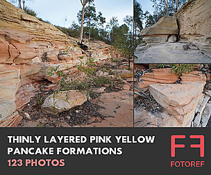 Thinly Layered Pink Yellow Pancake Formations