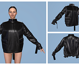 Black leather jacket with zipper