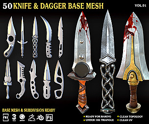 50 Knife & Dagger Base Mesh_Vol 001