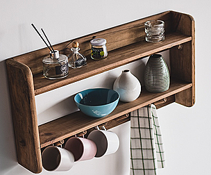 Kraft Wall Mounted Vintage Wood Shelf D