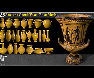 25 Ancient Greek Vases BASE MESH