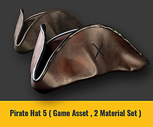 Pirate Hat 5 ( Game Asset , 2 Material Set )