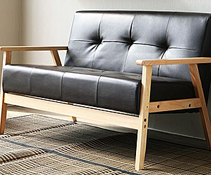 Leo 2-person leather solid wood sofa