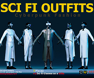 5 SCI-FI CYBERPUNK OUTFITS + 3 SCIFI GLASSES