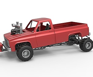 Old school pulling truck 4wd Scale 1:25