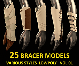25 Bracer Low & Medium poly models