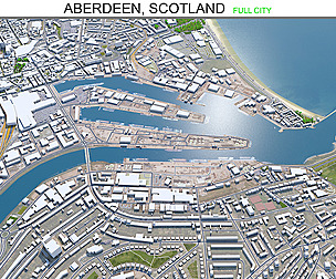 Aberdeen City Scotland 3D Model 40km