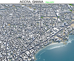 Accra city Ghana 3d model 40km