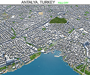 Antalya city Turkey 3d model 30km